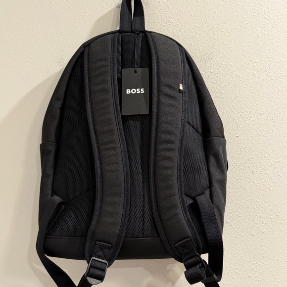 BOSS NWT Unisex Black Pixel Logo Backpack Commuter Travel Laptop Work Bag Office - Picture 3 of 6